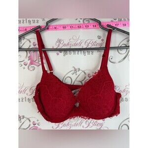 Victoria's Secret dream angels bra Lacie Red Lace Push-Up Bra with Floral Detail